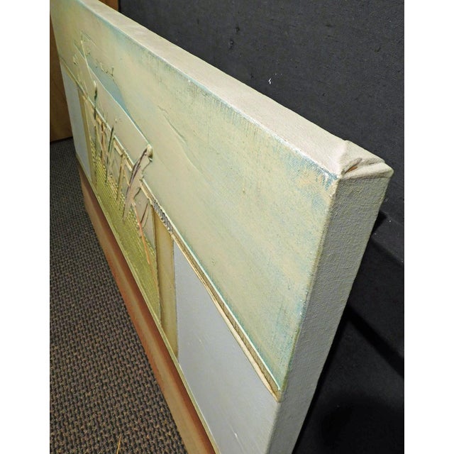 Textile Enrico Embroli ""Tab X Series #52" Original Painting on Canvas Hand Signed For Sale - Image 7 of 9