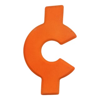 1960s Rustic Neon Orange Letter “¢” Cents Beveled Sign For Sale