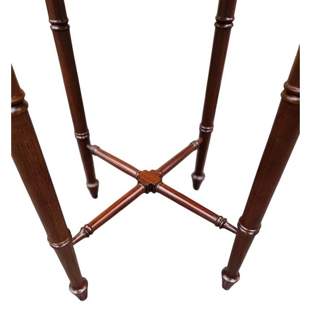 Hollywood Regency Stunning Pair of Vintage Hollywood Regency Bookmatched Cherry Accent Tables by Hekman Furniture For Sale - Image 3 of 11