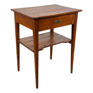 Antique Primitive Farmhouse Pine Single Drawer Side Table For Sale