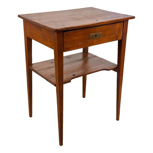 Antique Primitive Farmhouse Pine Single Drawer Side Table For Sale