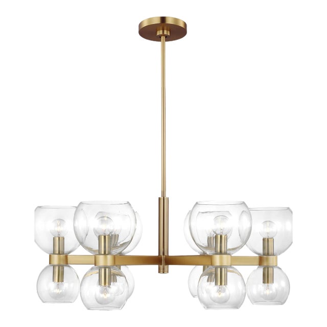 Kate Spade by Visual Comfort Studio Londyn Chandelier, Burnished Brass & Clear Glass, Small For Sale