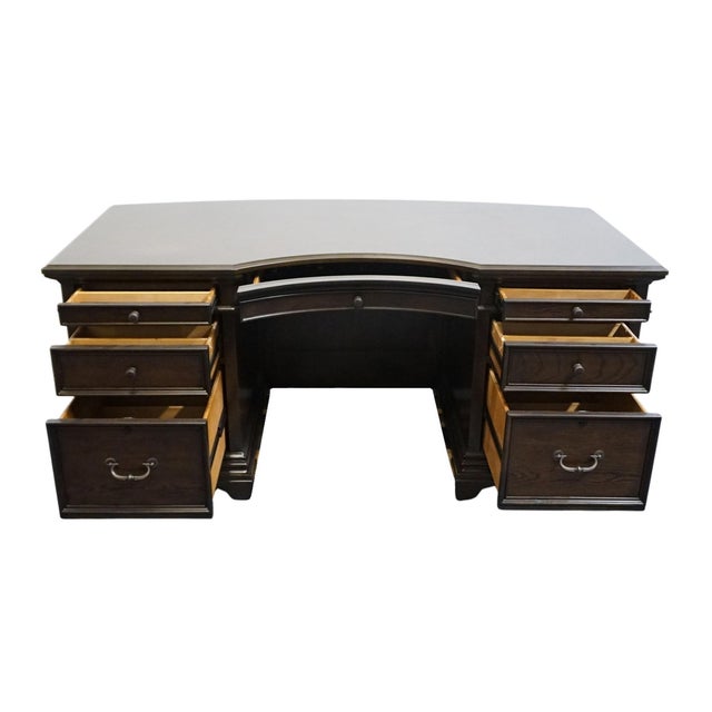 Aspenhome Walnut Contemporary Traditional Style 72" Curved Executive Office Desk - Molasses Brown Finish 124-300 For Sale In Kansas City - Image 6 of 14