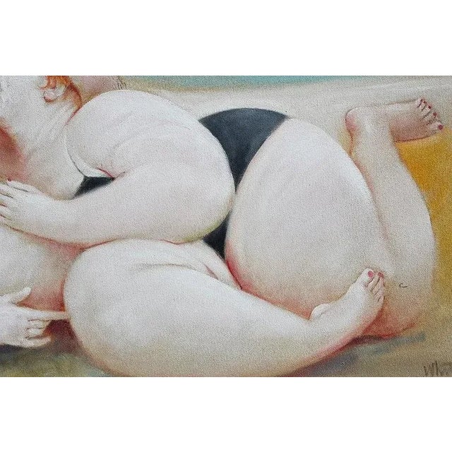 Late 20th Century "S. On the Beach" Modern Figurative Intimate Portrait of a Voluptuous Couple by Doug Whitfield For Sale - Image 9 of 11