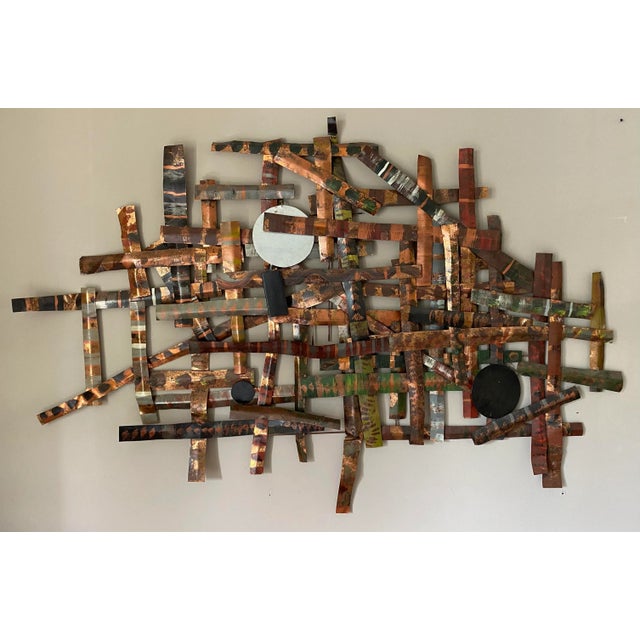 Metal 1970s Modern Metal Brutalist Wall Sculpture For Sale - Image 7 of 7