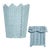 Scalloped Wicker Wastebasket and Tissue Box Set, Soft Blue For Sale