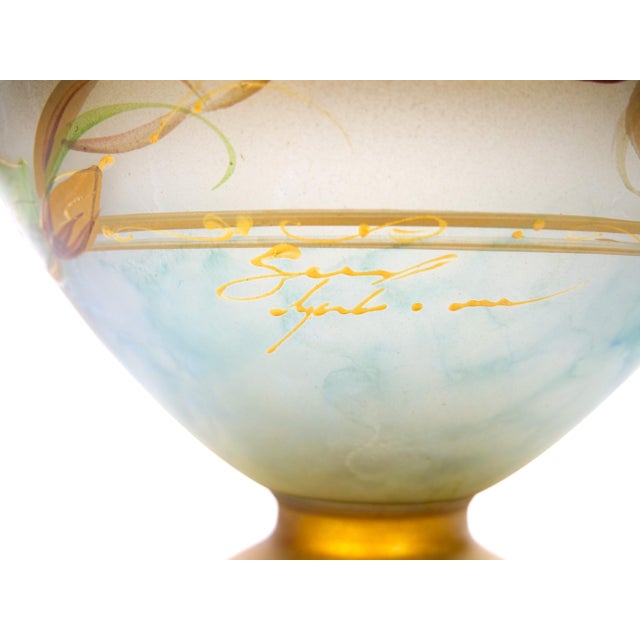 Glass Mid-Century Modern Italian Venetian Art Glass Gilt & Painted Covered Jar For Sale - Image 7 of 10