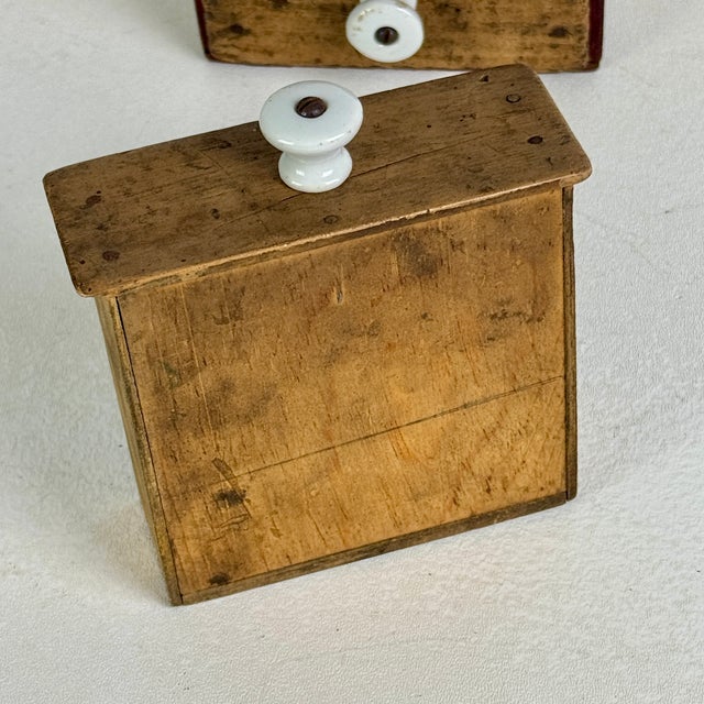 Wood Early 20th Century Small 3 Drawer Wood Chest With Ceramic Knobs, Hand Crafted & Constructed For Sale - Image 7 of 13