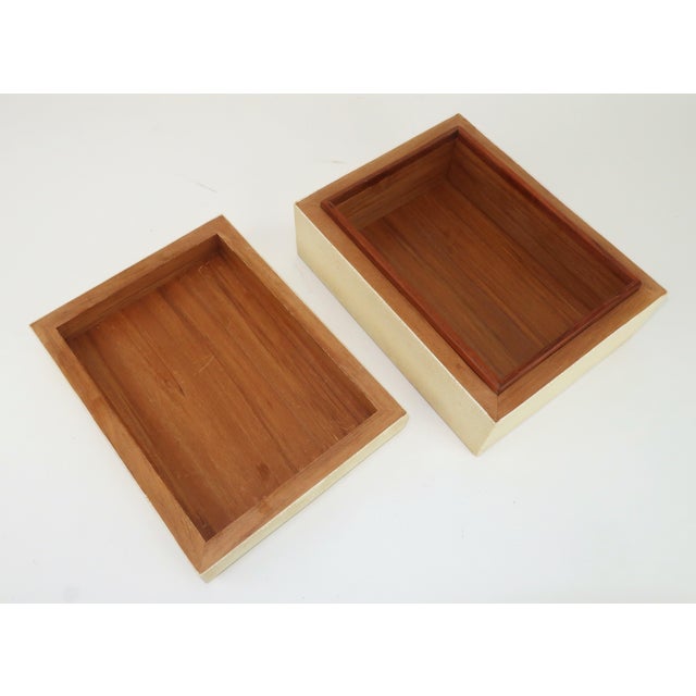 Vintage Donna Karan Shagreen Covered Wood Lined Box For Sale - Image 9 of 12