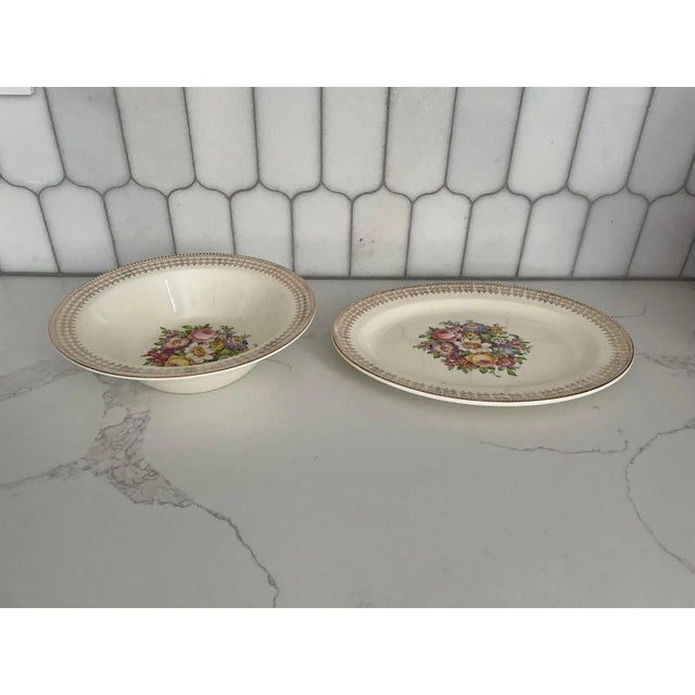 Cream Mid 20th Century 22 Karat Gold Serving Bowl & Platter For Sale - Image 8 of 13
