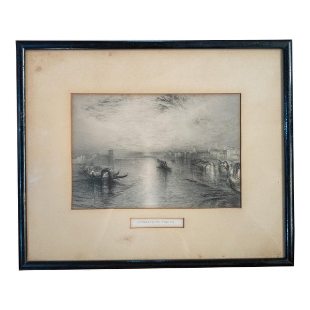 19th Century English Steel Engraving After "Approach to Venice" by JMW Turner For Sale