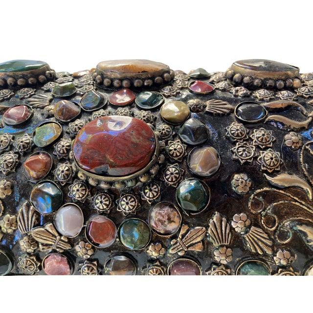 Moroccan Vintage Handcrafted Moroccan Bejeweled Keepsake Box For Sale - Image 3 of 13
