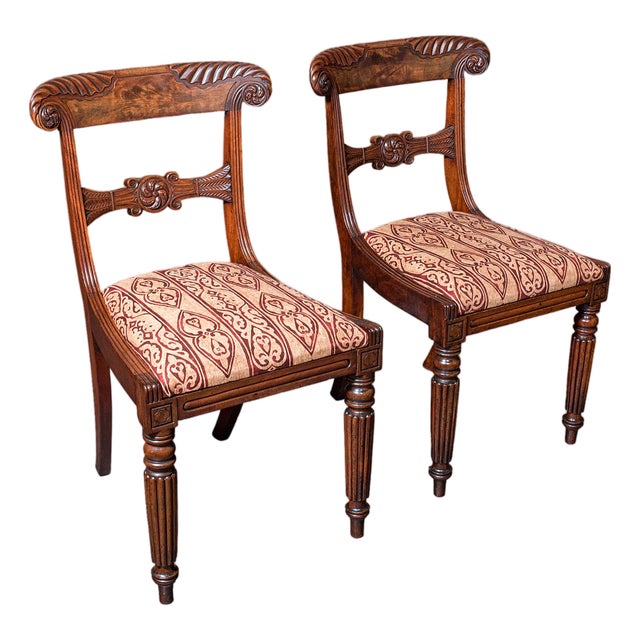 Pair of Antique Hall Chairs, English, Reception Seat, Morning Room, William IV For Sale