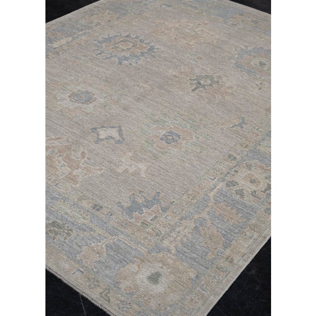 Turkish Oushak Rug Faded Pastel Handwoven Wool Rug 5'1" X 6'10" For Sale - Image 4 of 10
