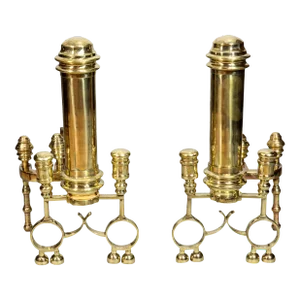 American Late Federal Brass Andirons - A Pair