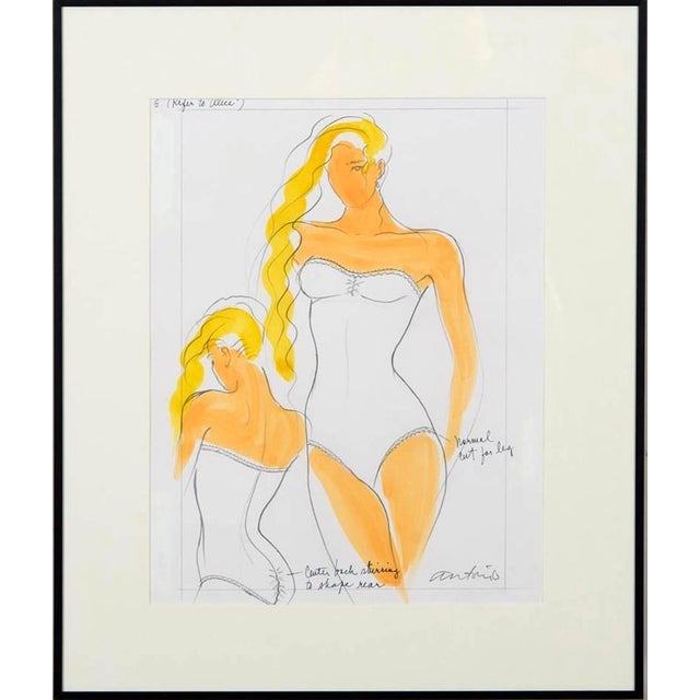 Paper Fantastic Set of Five Fashion Illustrations by Antonio Lopez For Sale - Image 7 of 7