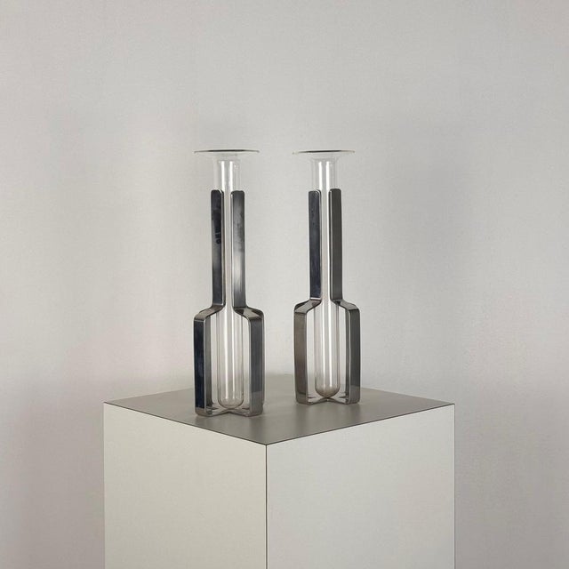 Pair of Krupp Milano Single-Flower Vases, Linea dell'Orso by Giuliana Gramigna and Sergio Mazza, 1974, Signed This...