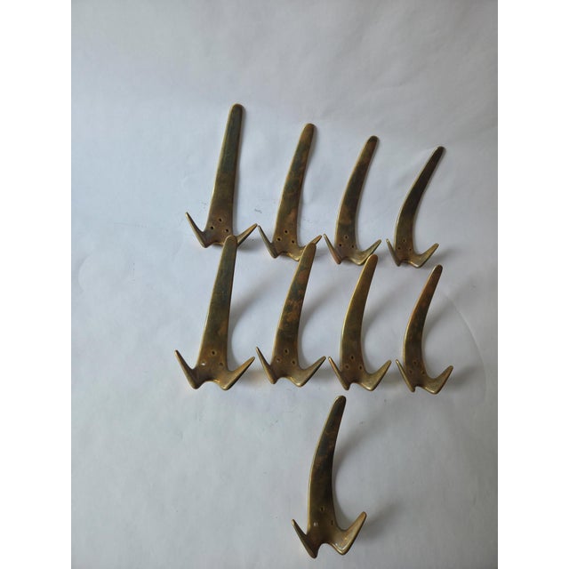 Brass Model 4056 Wall Hooks from Carl Auböck, 1950s, Set of 9 For Sale - Image 6 of 8