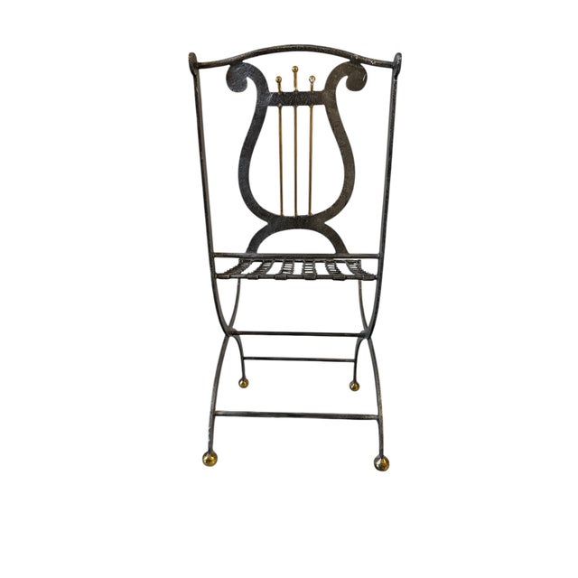 Late 20th Century Lyre Back Iron Folding Chair For Sale In Columbus - Image 6 of 10