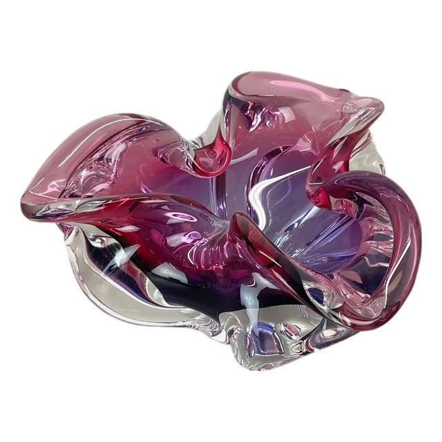 Pink-Purple Murano Glass Shell Bowl or Ashtray, Italy, 1970s For Sale