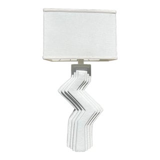 Vintage 1980s Plaster Ziggurat Zig Zag Table Lamp For Sale