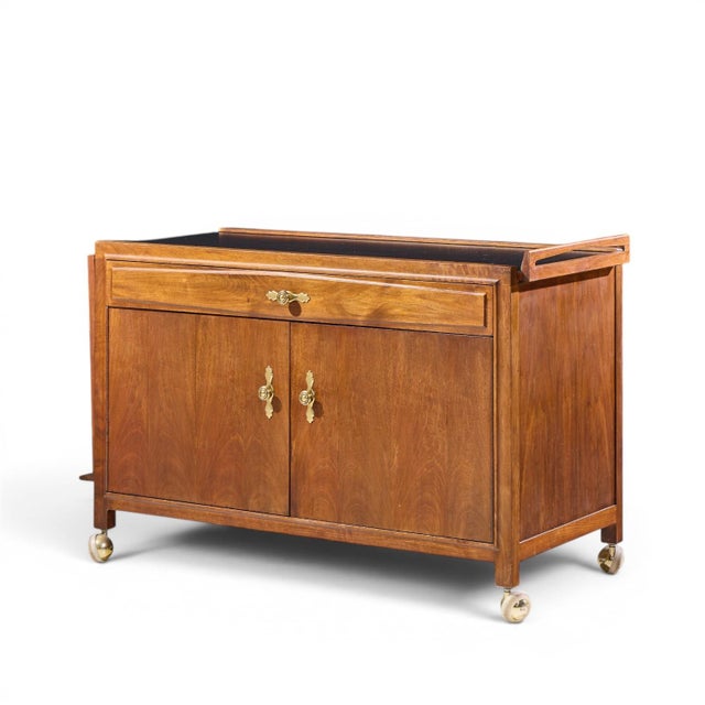 John Kapel for Glenn of California Mid Century Walnut Drop Leaf Expandable Bar Cart For Sale - Image 9 of 15