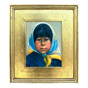 Vintage Boho Original Oil Portrait of Woman