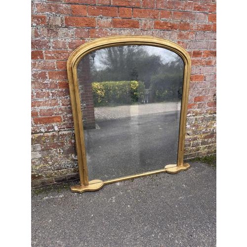 Large Antique English Gilt Arched Top Overmantle Mirror, 19th Century For Sale - Image 6 of 6