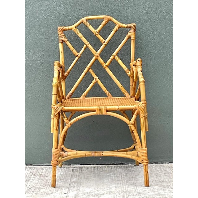 Vintage Chinese Chippendale Rattan Chair For Sale - Image 10 of 12