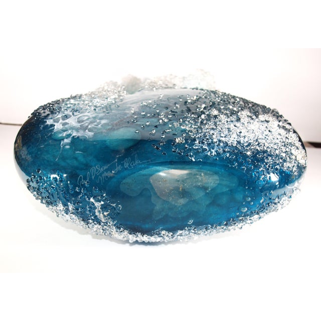 Glass Marsha Blaker & Paul DeSomma Crashing Waves Art Glass 21” High For Sale - Image 7 of 7