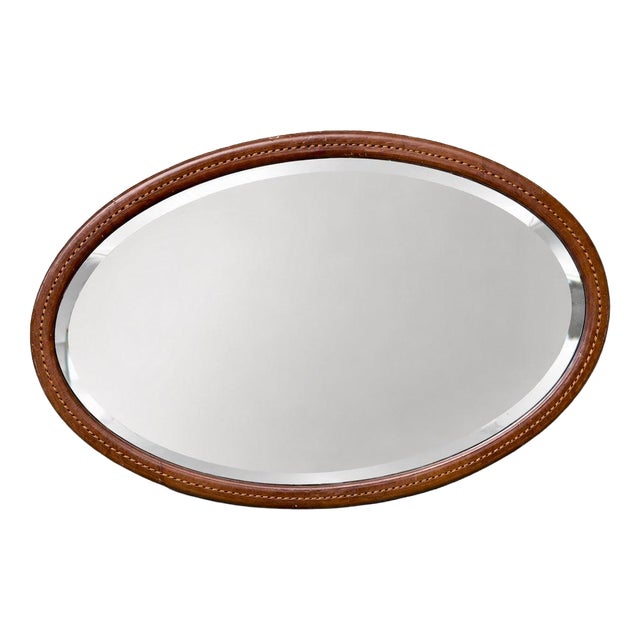 Oval Wall Mirror in Mahogany For Sale