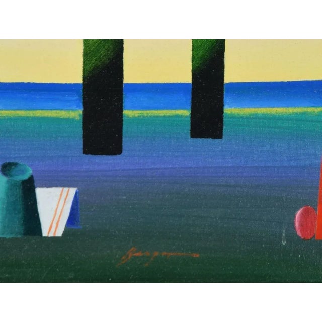 Geometric landscape is an original mixed colored painting realized by danilo bergamo in 1970s. Hand signed on the lower...