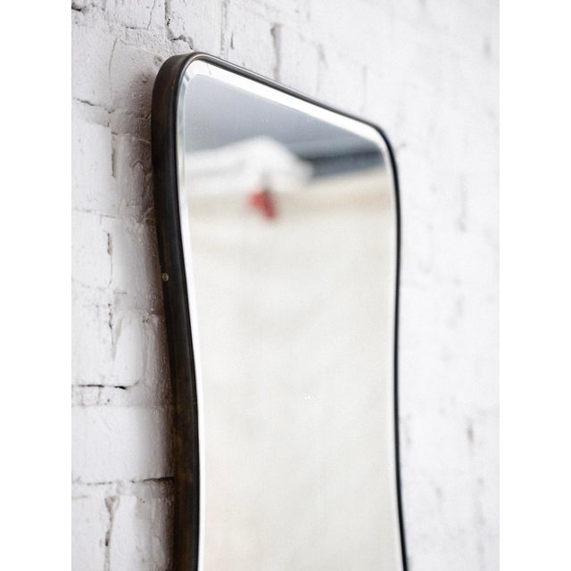 Gio Ponti Vintage Beveled Brass Wall Mirror Attributed to Gio Ponti For Sale - Image 4 of 4