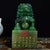 This impressive Shoushan stone seal features a finely carved guardian lion seated atop a square base. The lion is depicted...