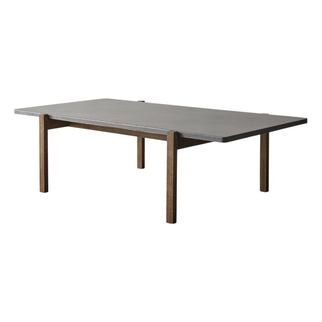 Eugene Dark Concrete Top and Dark Oak Legs Coffee Table by Eberhart Furniture For Sale