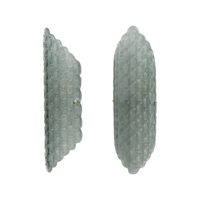 Aqua Green Murano Glass Wall Sconces with Textured Relief, 2000s, Set of 2 For Sale - Image 10 of 10