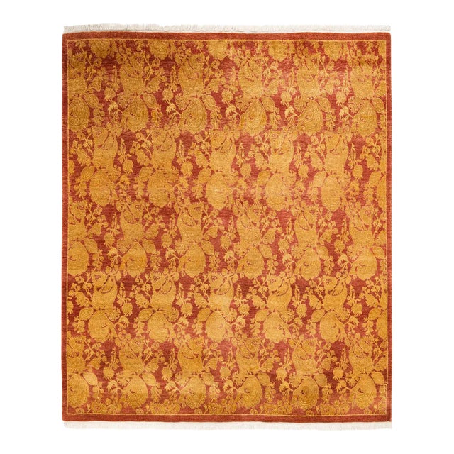 Mogul, One-of-a-Kind Hand-Knotted Area Rug - Pink, 4' 7" x 4' 9" For Sale