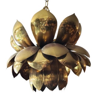 Brass Lotus Pendant Light by Feldman Lighting Largest One For Sale