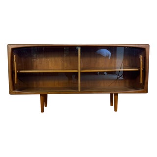 Vintage Danish Teak Sideboard with Glass Doors, 1960s For Sale