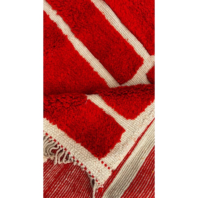 Graphic Red Moroccan Berber Rug For Sale - Image 6 of 14