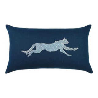 Indigo Blue Cheetah Lumbar Pillow For Sale