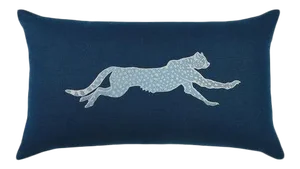 Indigo Blue Cheetah Lumbar Pillow