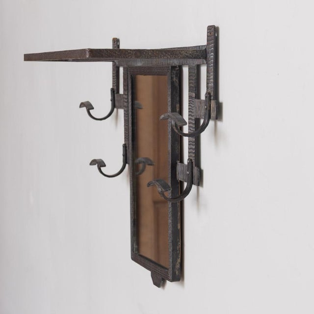1930s French Art Deco Iron Wall Rack With Mirror For Sale In Los Angeles - Image 6 of 12