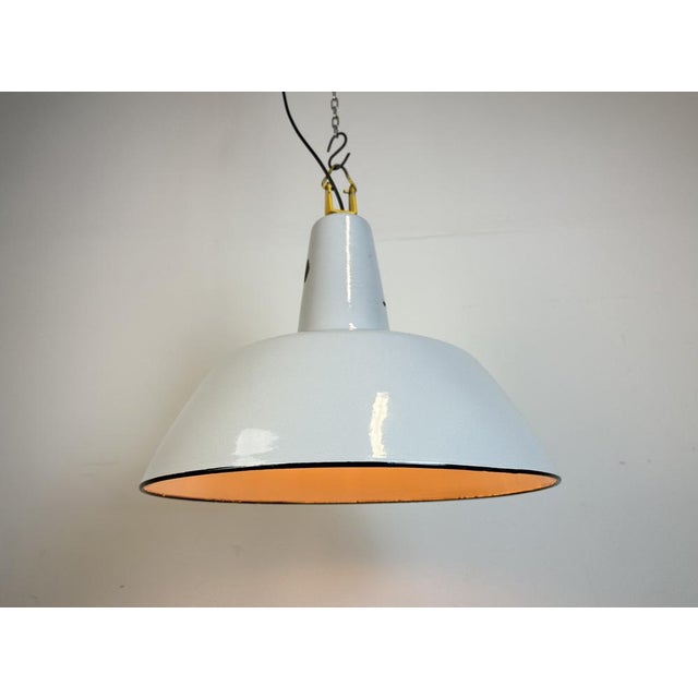 Industrial Grey Enamel Factory Pendant Lamp from Philips, 1960s For Sale - Image 14 of 16