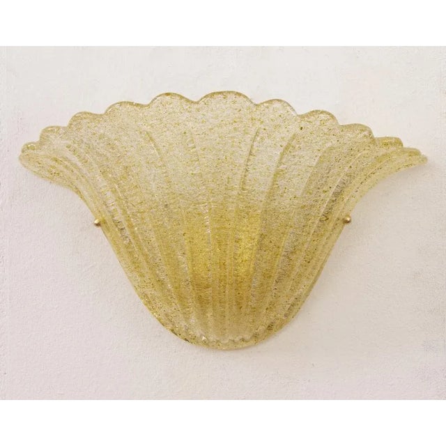 Vintage Italian Goldish Murano Glass Wall Sconces with Grit, 1990s, Set of 2 For Sale - Image 6 of 12