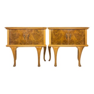 Vintage Wood Nightstands, Italy, 1950s, Set of 2 For Sale