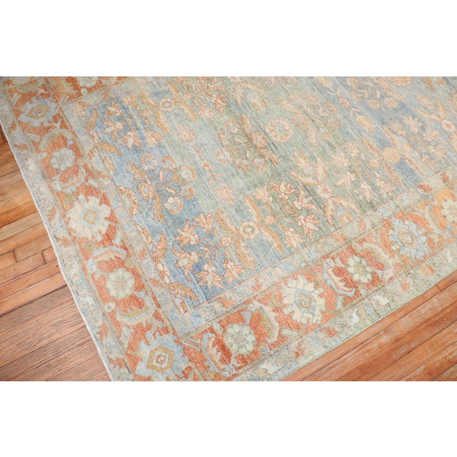 Light Blue Green Antique Persian Mahal Gallery Size Rug For Sale In New York - Image 6 of 18