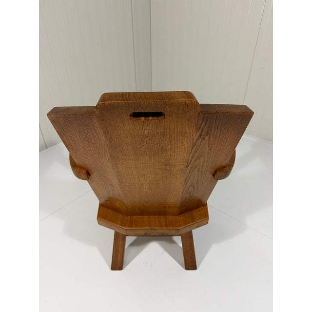 Brown Brutalist Rustic Oak Armchair, 1960s For Sale - Image 8 of 18