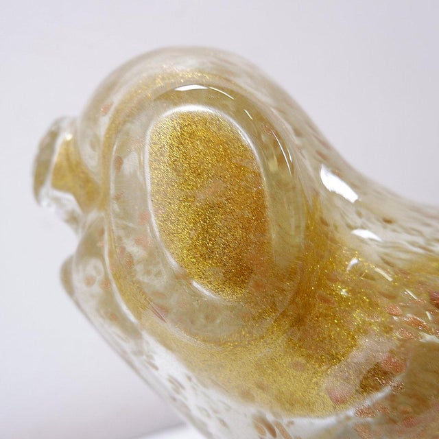 Vintage Clear Art Glass Figurine with Gold Glitter, 1990s For Sale - Image 3 of 15
