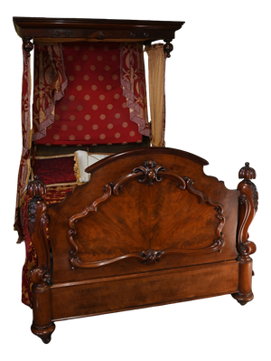 Victorian Mahogany Half Tester Bed with Canopy, 1840s
